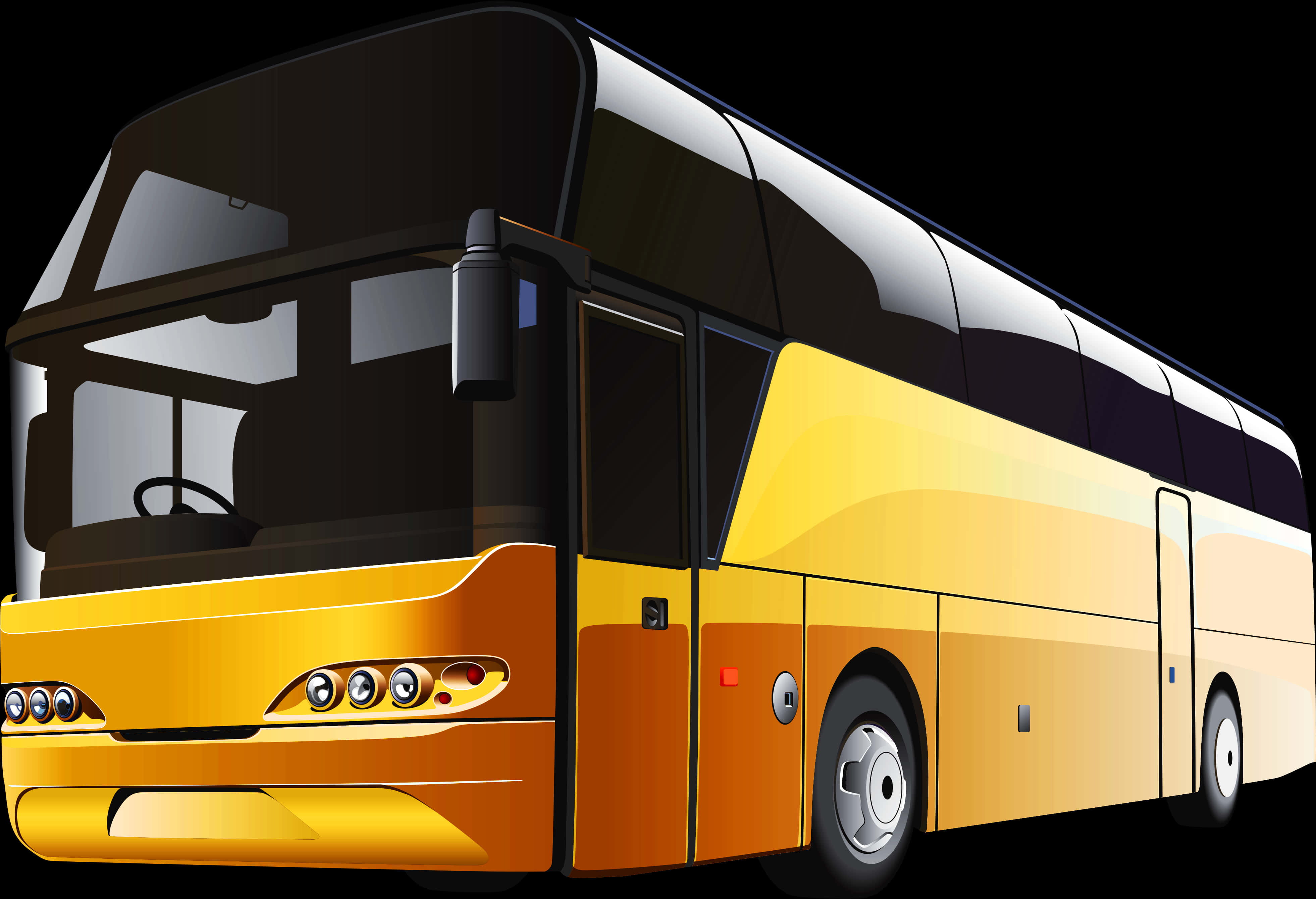 Modern Yellow Coach Bus PNG Image