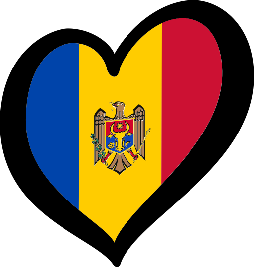 Moldova Flag Heart Shaped Graphic PNG Image