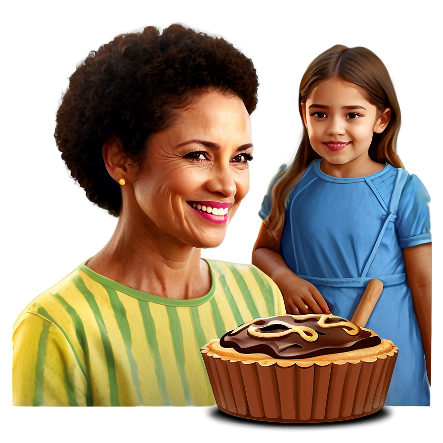 Mom And Child Baking Png Mke PNG Image