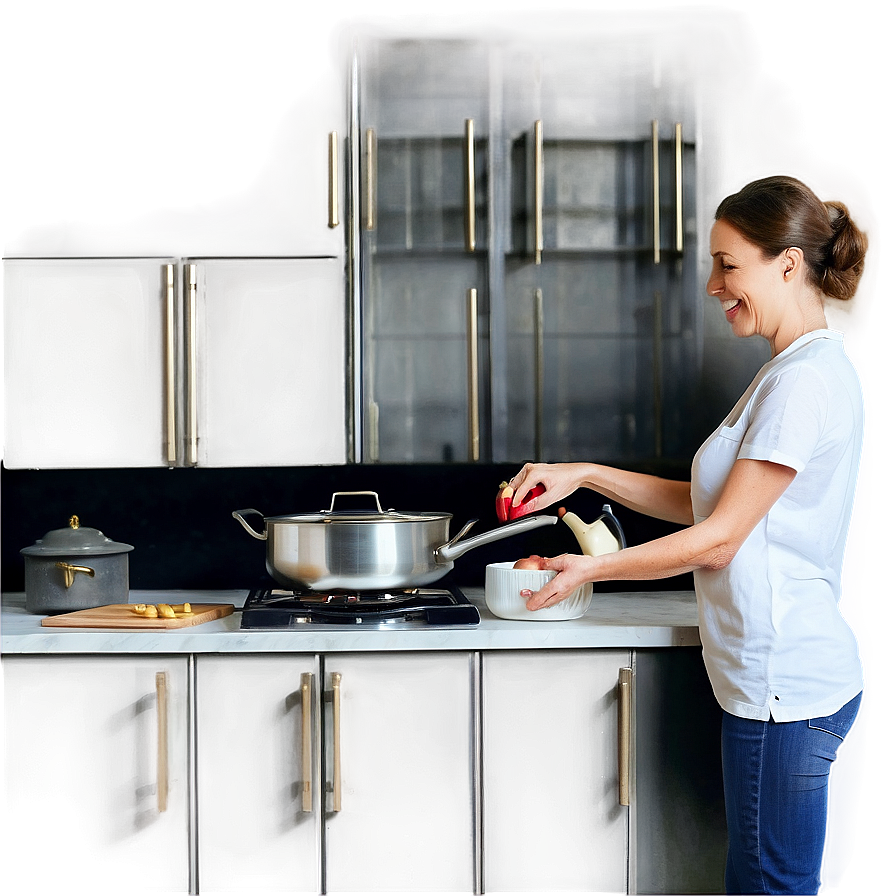 Mom Cooking In Kitchen Png 05232024 PNG Image