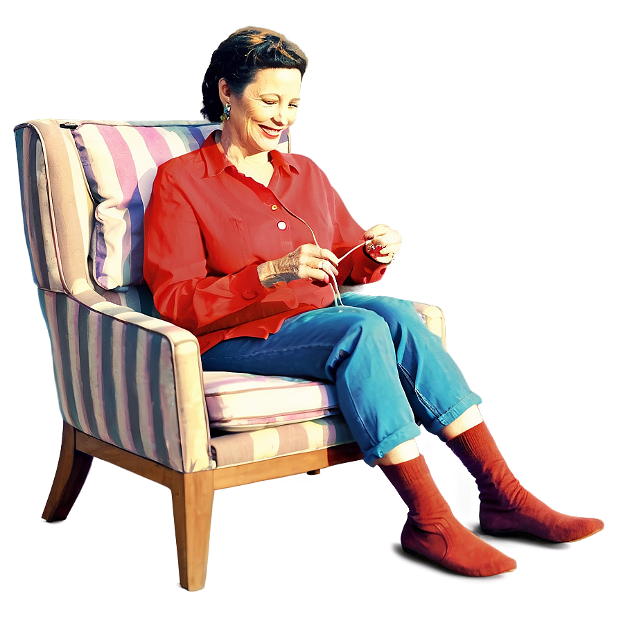 Mom Knitting In Chair Png 67 PNG Image