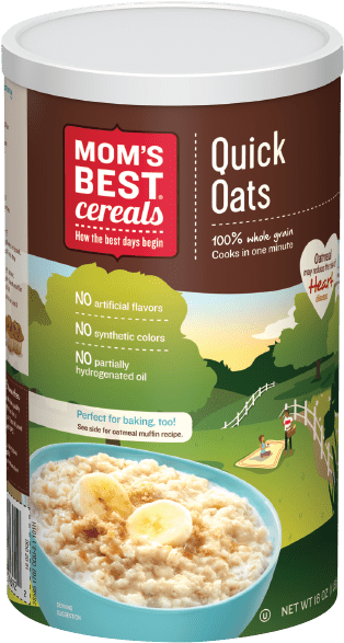 Moms Best Quick Oats Cereal Container PNG Image