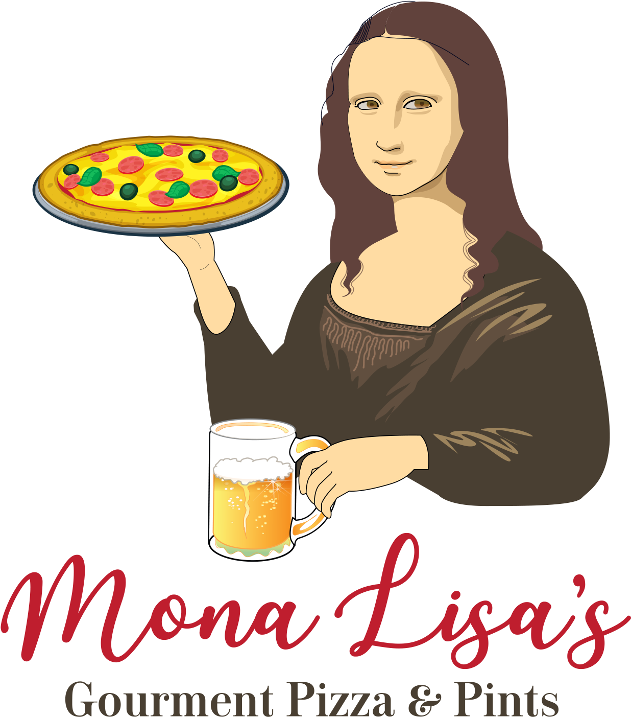 Mona Lisa Pizzaand Pints PNG Image