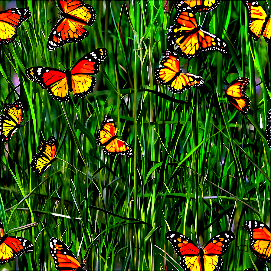 Monarch Butterflies In Grass Png Jnf1 PNG Image