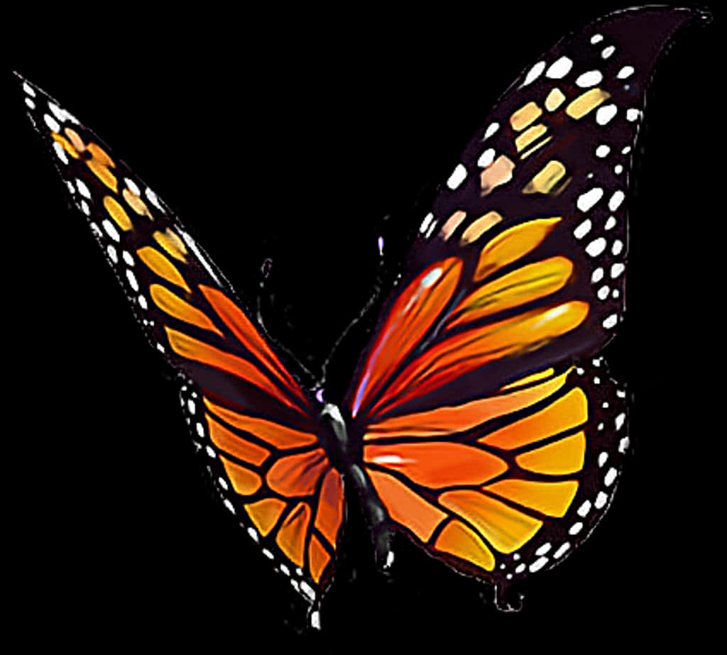 Monarch Butterfly Spread Wings PNG Image