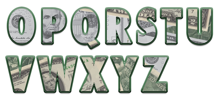 Money Alphabet Letters PNG Image