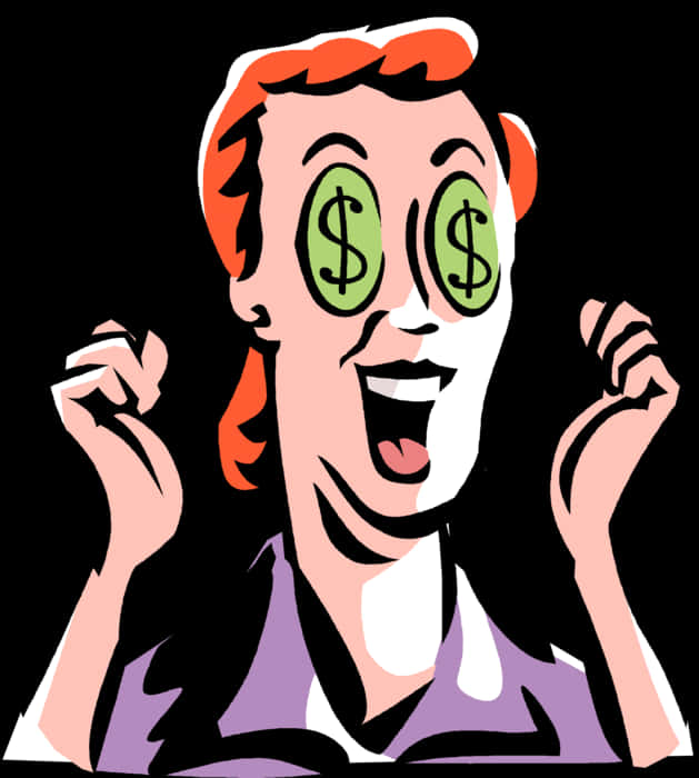 Money Eyed Cartoon Character PNG Image