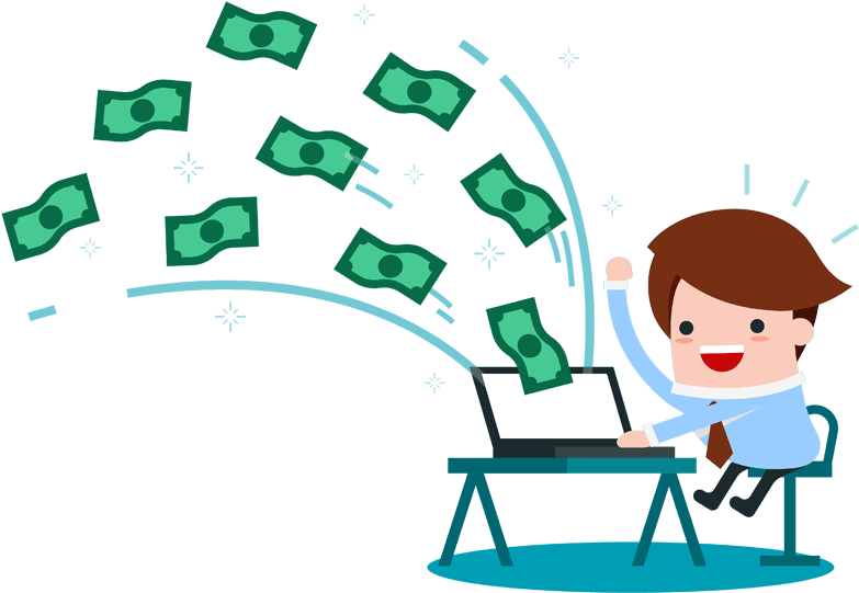 Money Rain Cartoon Businessman PNG Image