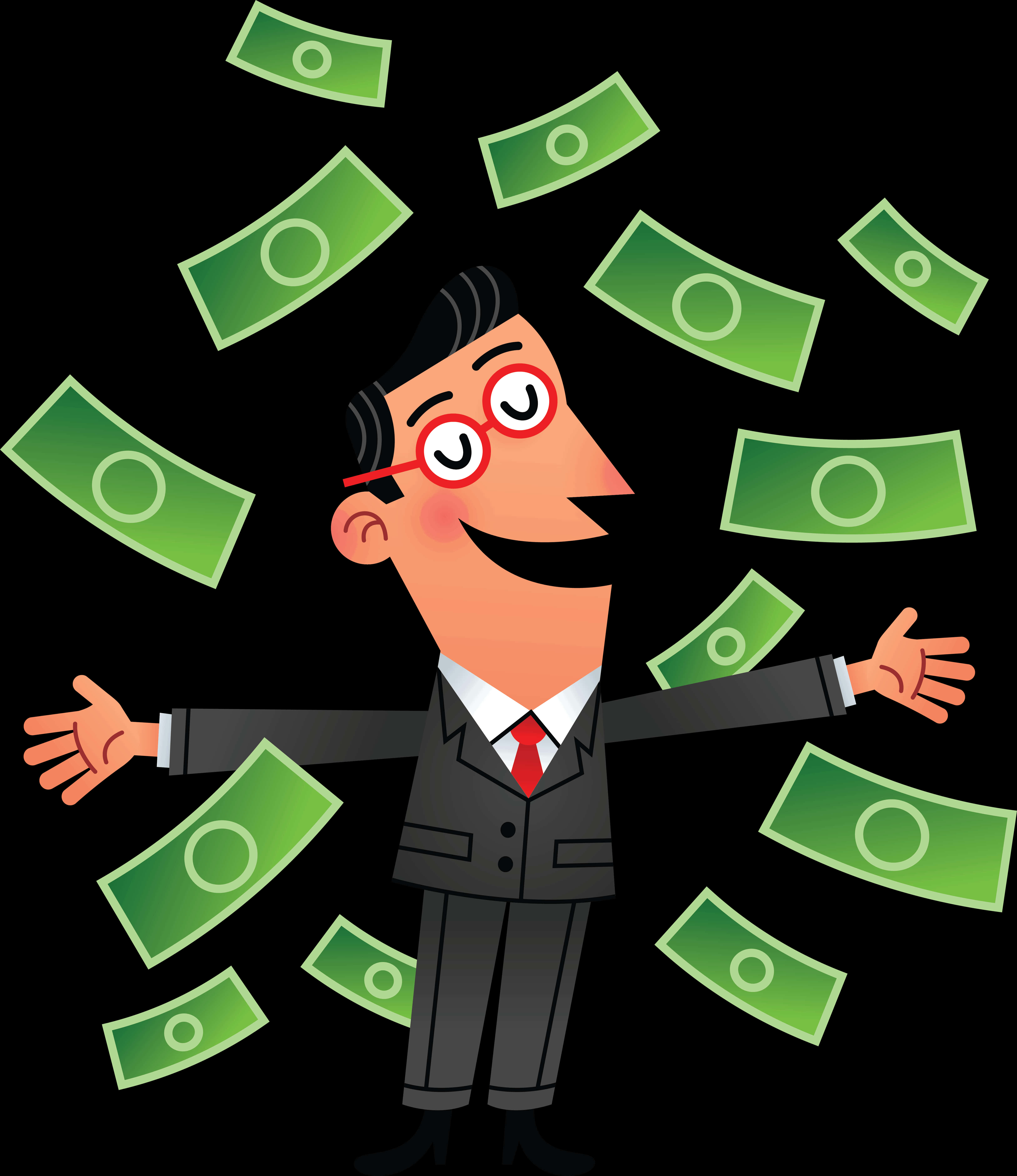 Money Rain Cartoon Man PNG Image