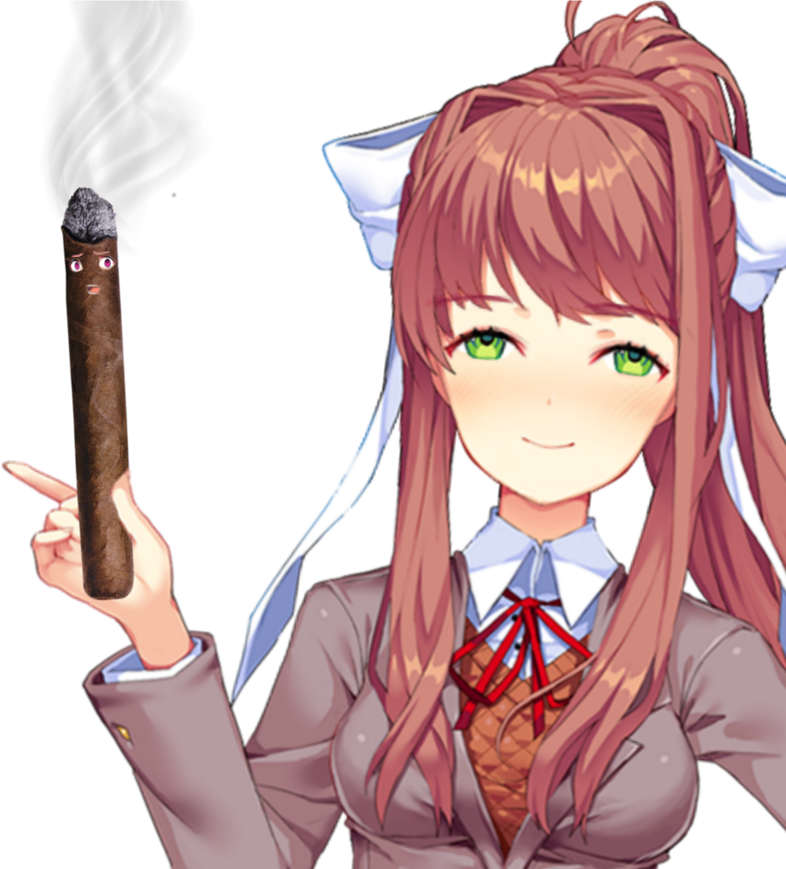 Monika Holding Cigar PNG Image