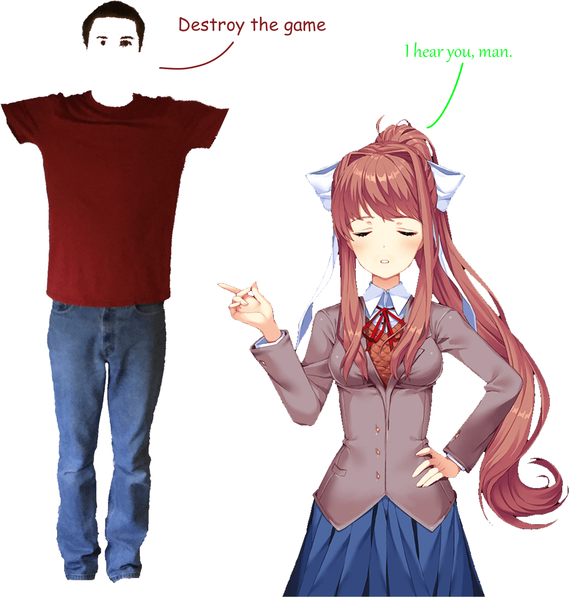 Monika Interacting With Invisible Character D D L C PNG Image