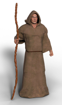 Monk_with_ Staff PNG Image