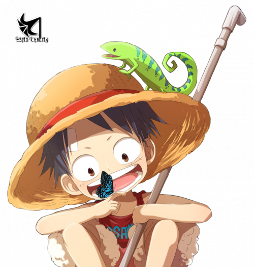 Monkey D Luffy Chameleon Friendship PNG Image