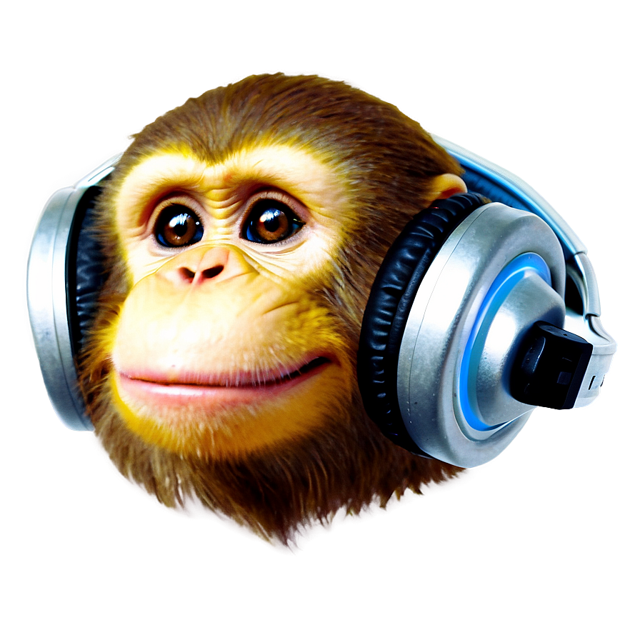 Monkey Face With Headphones Png Tis21 PNG Image