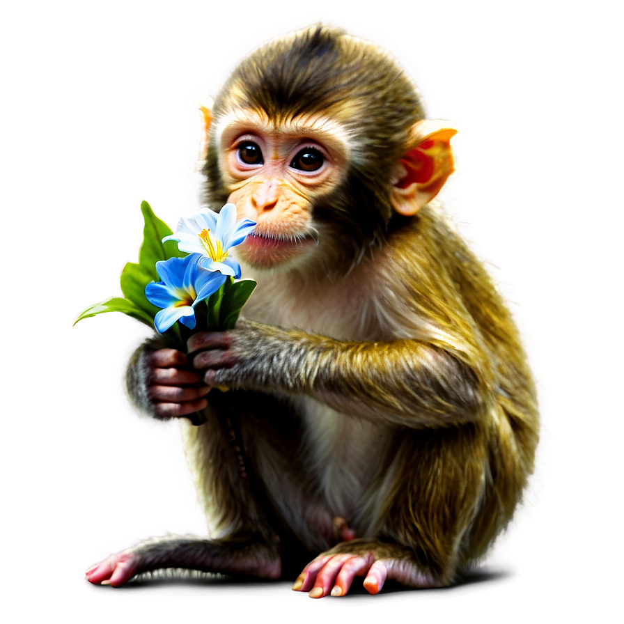 Monkey With Flowers Png 05042024 PNG Image