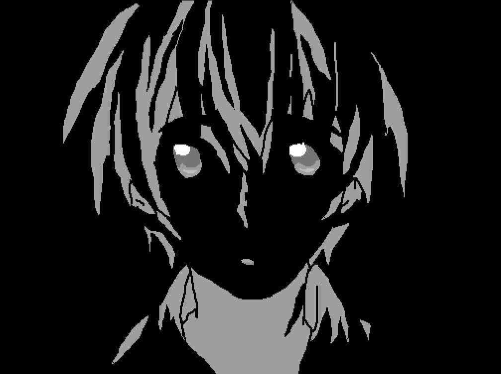 Monochrome Anime Boy Portrait PNG Image