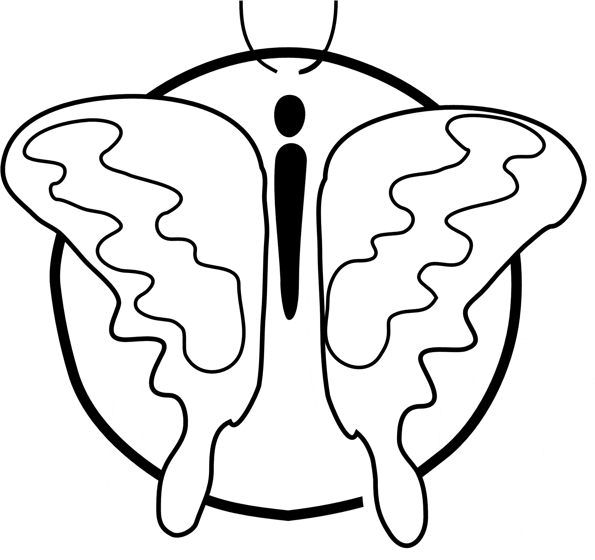 Monochrome Butterfly Illustration.png PNG Image