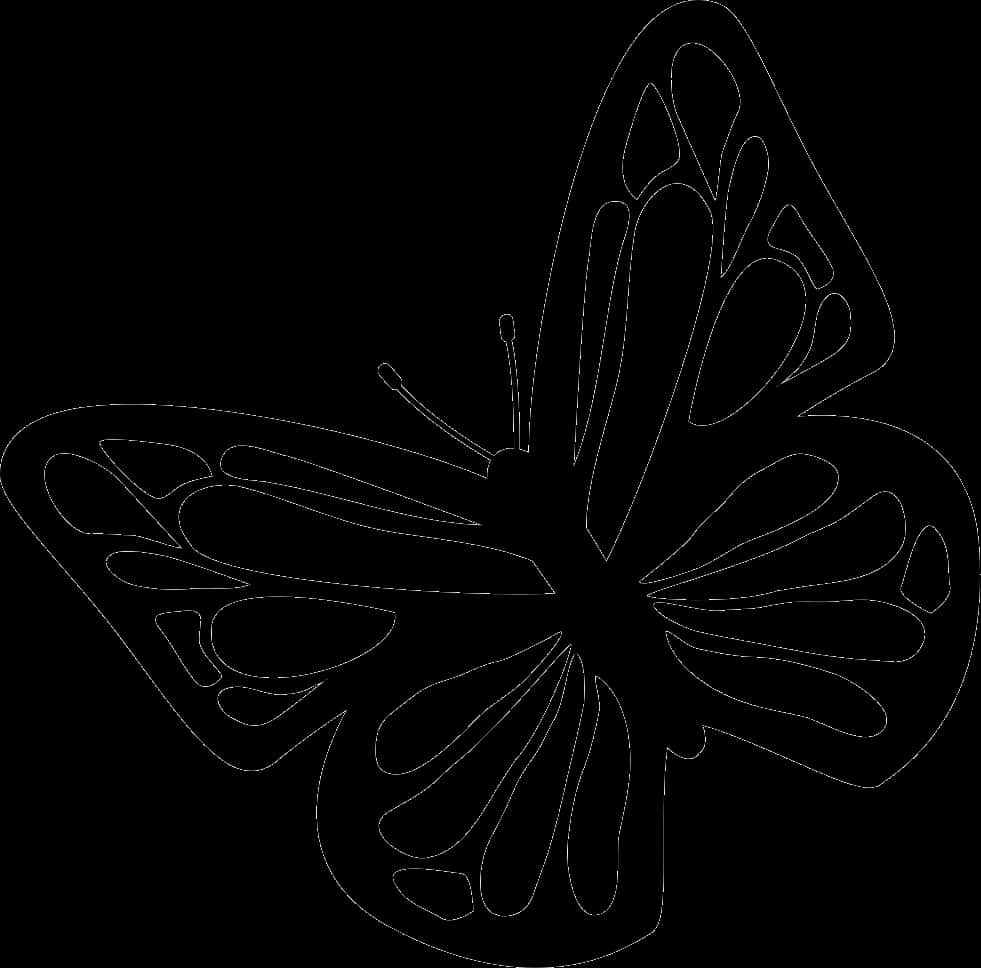 Monochrome Butterfly Silhouette PNG Image