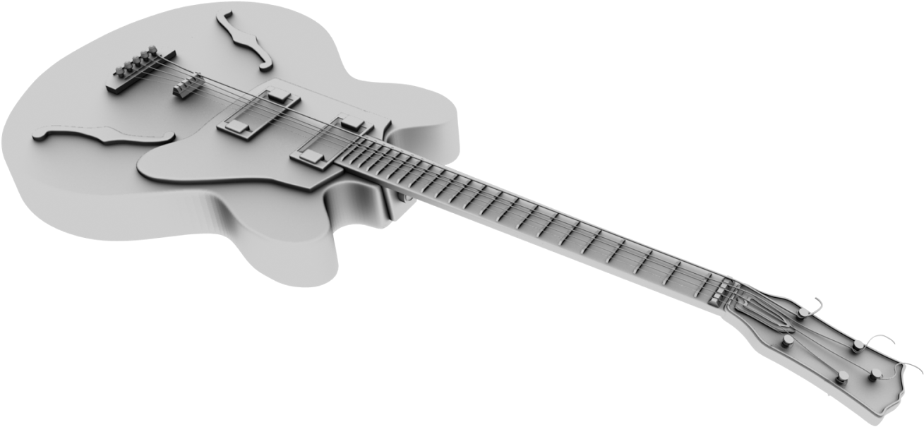 Monochrome Electric Guitar PNG Image