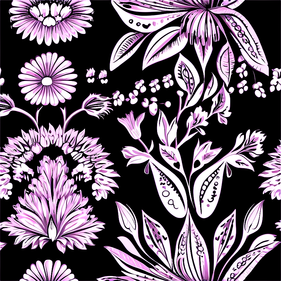 Monochrome Floral Pattern Png 45 PNG Image