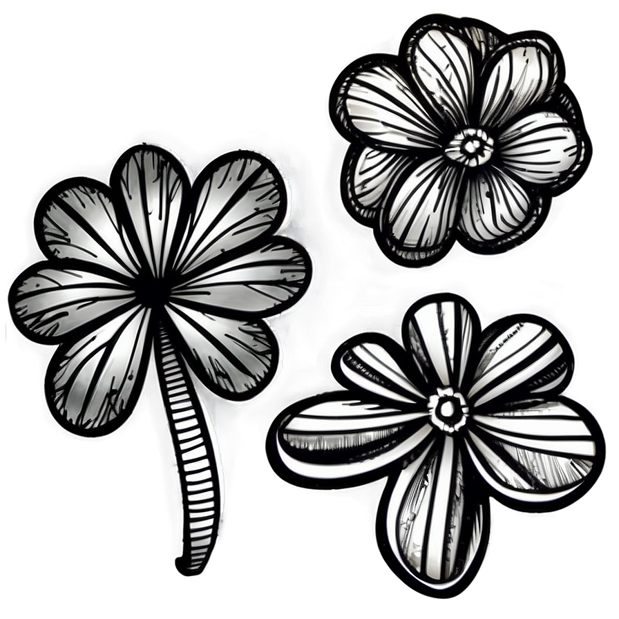 Monochrome Flower Doodle Png Qxv PNG Image