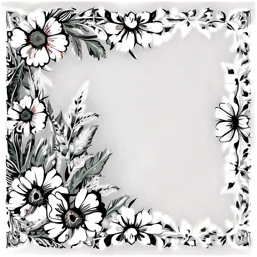 Monochrome Flower Frame Png Uom81 PNG Image