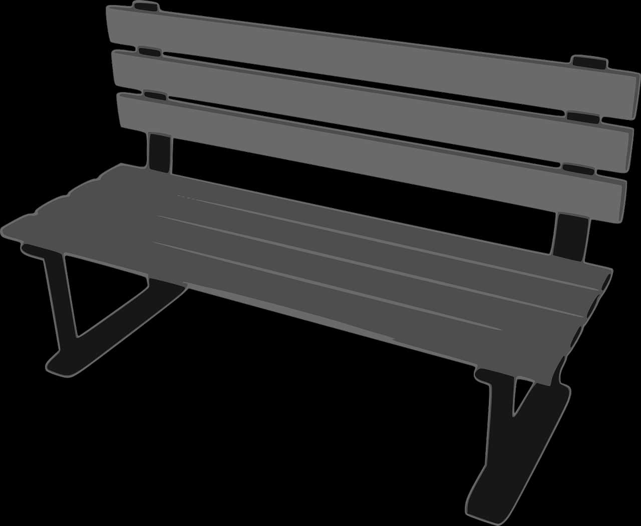 Monochrome Park Bench Graphic PNG Image