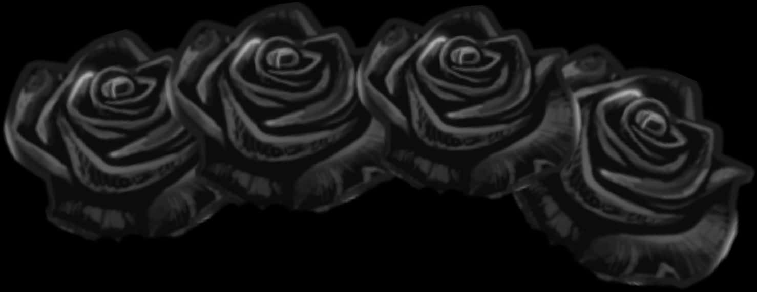 Monochrome Rose Crown Artwork PNG Image