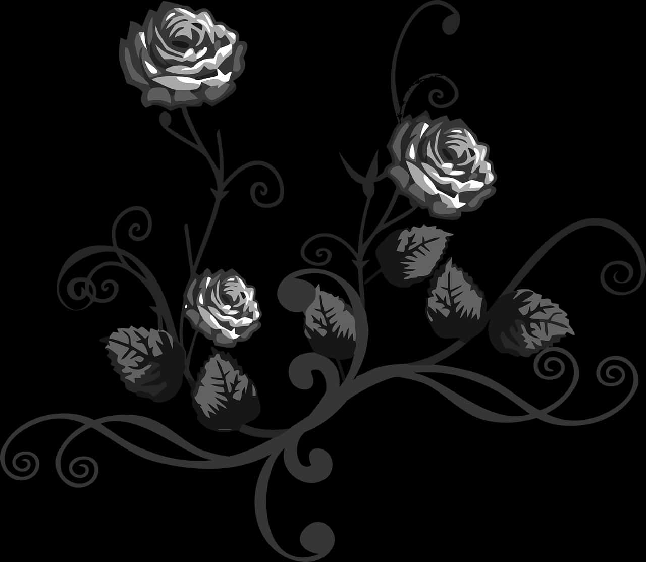 Monochrome Rose Vector Art PNG Image