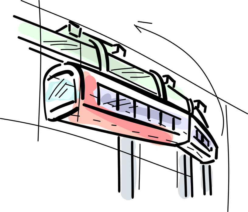 Monorail_ Cartoon_ Illustration PNG Image