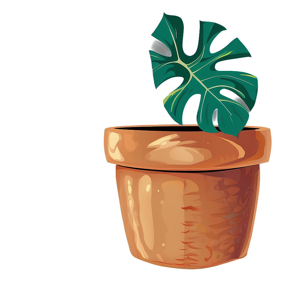 Monstera In Pot Drawing Png Abn19 PNG Image