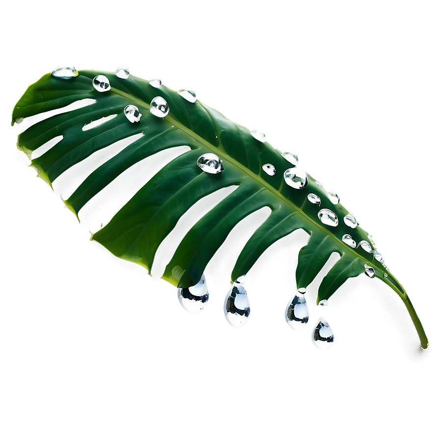 Monstera Leaf With Drops Png Ady PNG Image