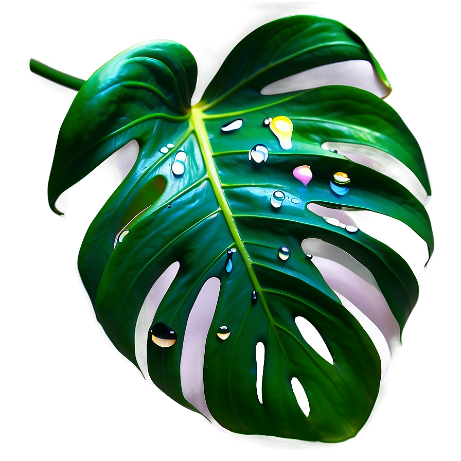 Monstera Leaf With Drops Png Ryt76 PNG Image