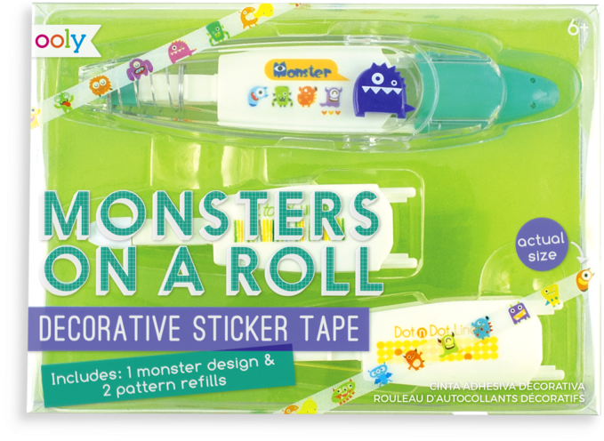 Monsters On A Roll Decorative Sticker Tape Packaging PNG Image