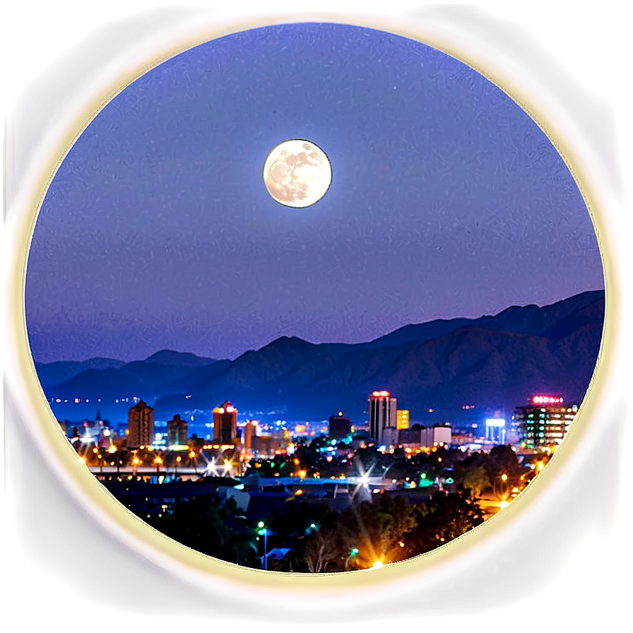 Moon Shining Over City Png Vip PNG Image