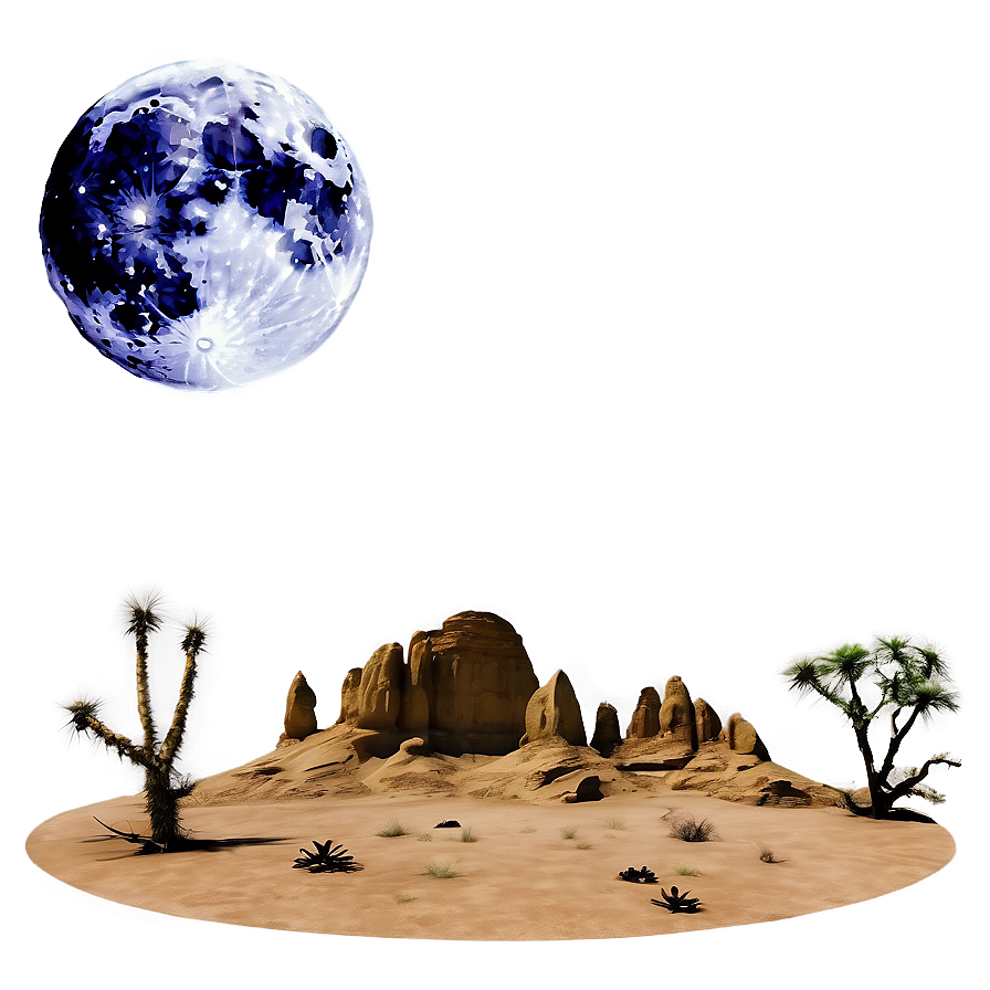 Moonlit Desert Nightscape Landscape Png Wos86 PNG Image