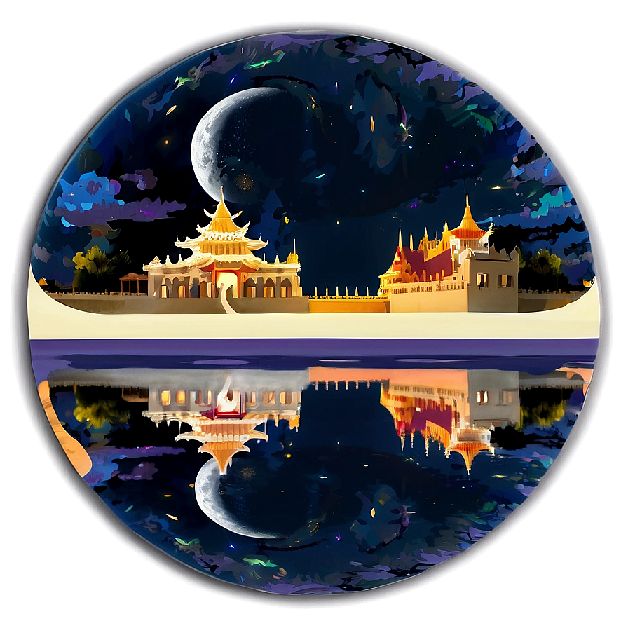 Moonlit Palace Reflection Png Hjs PNG Image