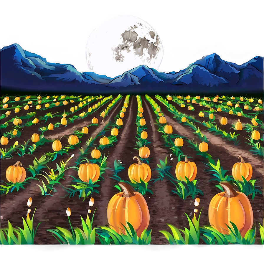 Moonlit Pumpkin Patch Field Png 28 PNG Image