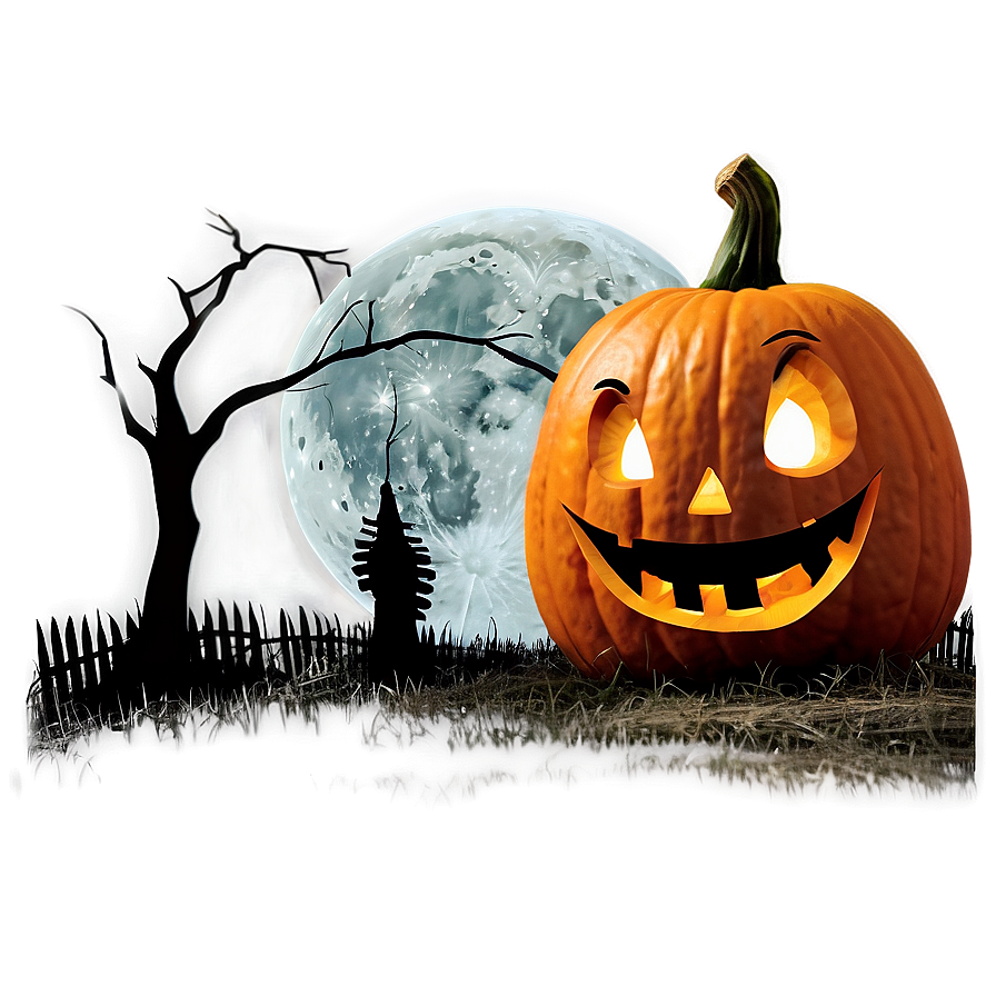 Moonlit Scary Pumpkin Scene Png 8 PNG Image