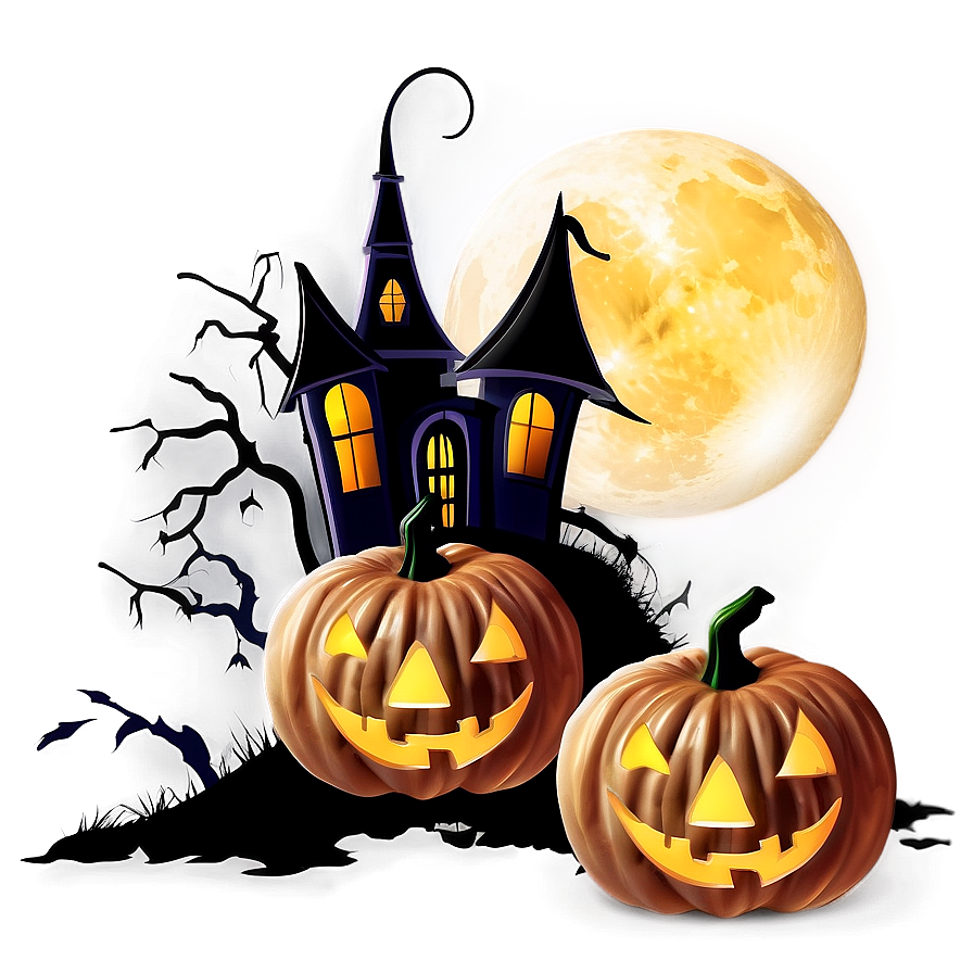 Moonlit Scary Pumpkin Scene Png 86 PNG Image