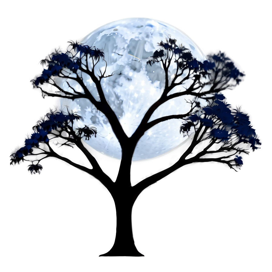 Moonlit Tree Silhouette Png Qix PNG Image