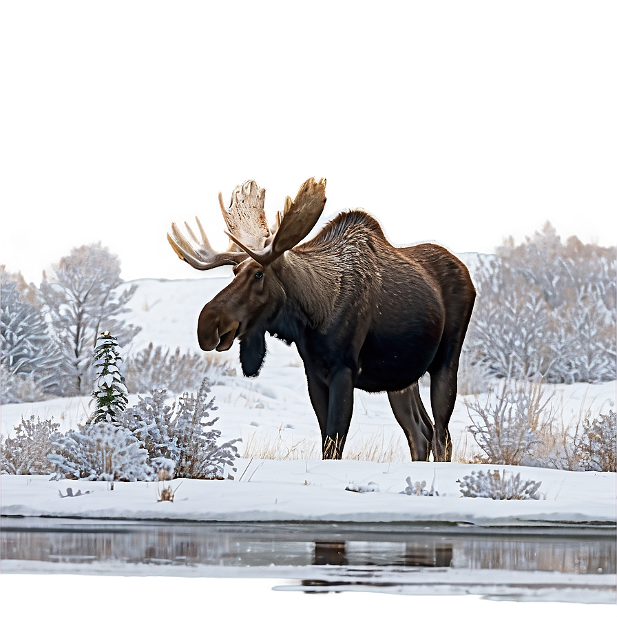 Moose In Snowy Habitat Png Dxo84 PNG Image