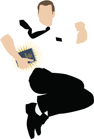 Mormon Missionary Jumpingwith Bookof Mormon PNG Image