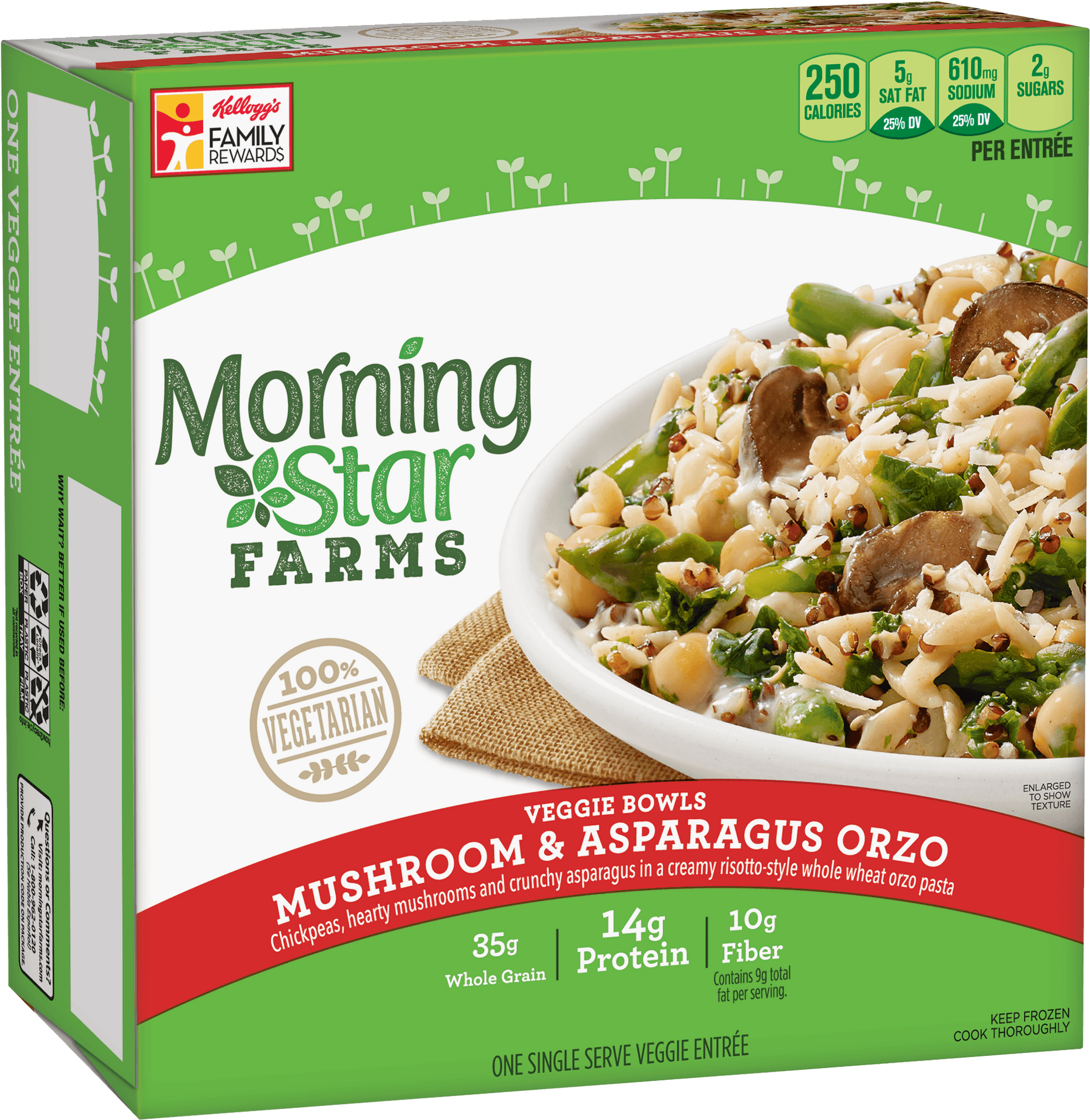 Morning Star Farms Mushroom Asparagus Orzo Veggie Bowl PNG Image