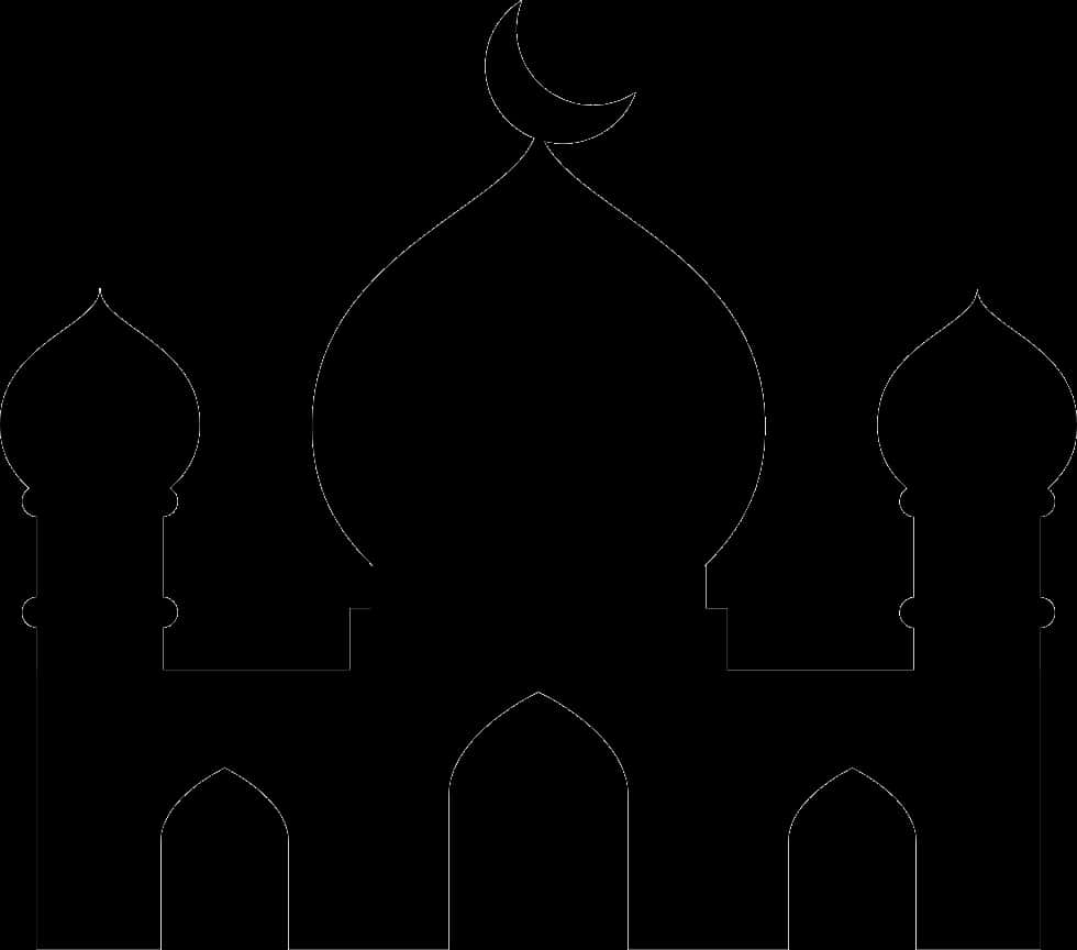 Mosque Silhouette Outline PNG Image