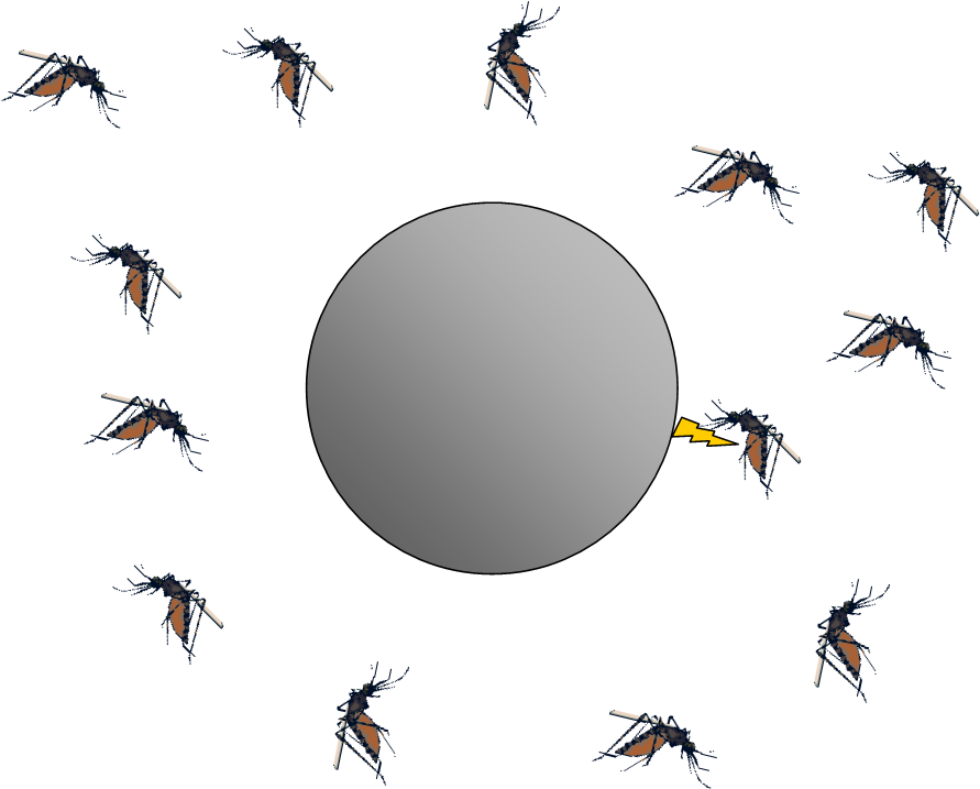 Mosquitoes Around Sphere Illustration PNG Image