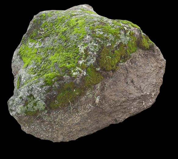 Mossy Boulder Isolatedon Black PNG Image