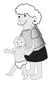 Mother And Baby First Steps PNG Image