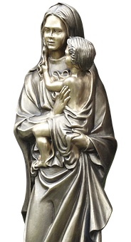 Mother Child Embrace Statue PNG Image