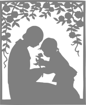 Mother Child Silhouette Art PNG Image